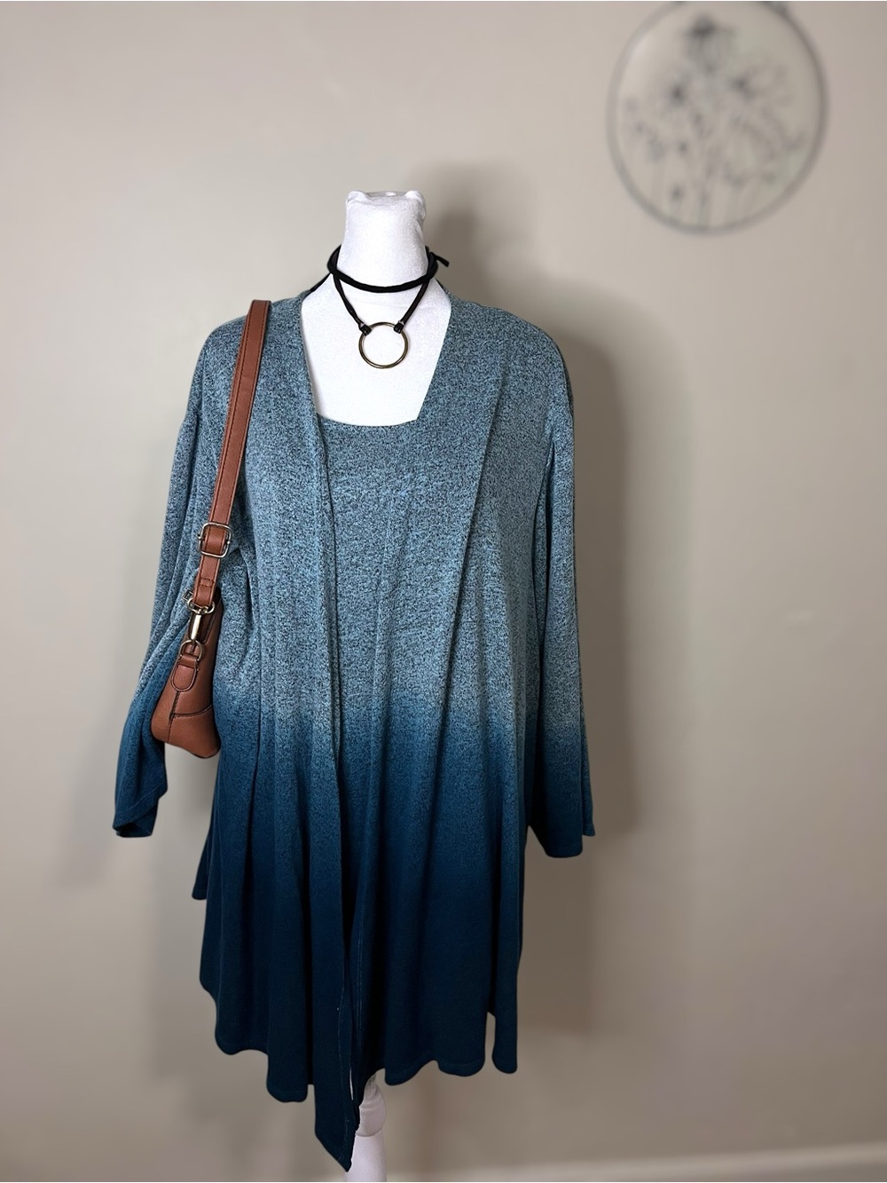 Catherines Ombré Blue Ombre Open-Front Cardigan